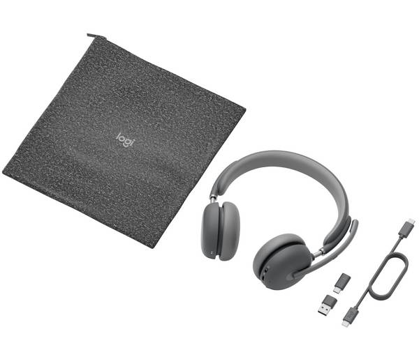 Logitech LOGI HEADSET Zone Wireless 2 UC GRAPHITE  On Ear fejhallgató Bluetooth®  Grafit Noise Cancelling Headset Telefon