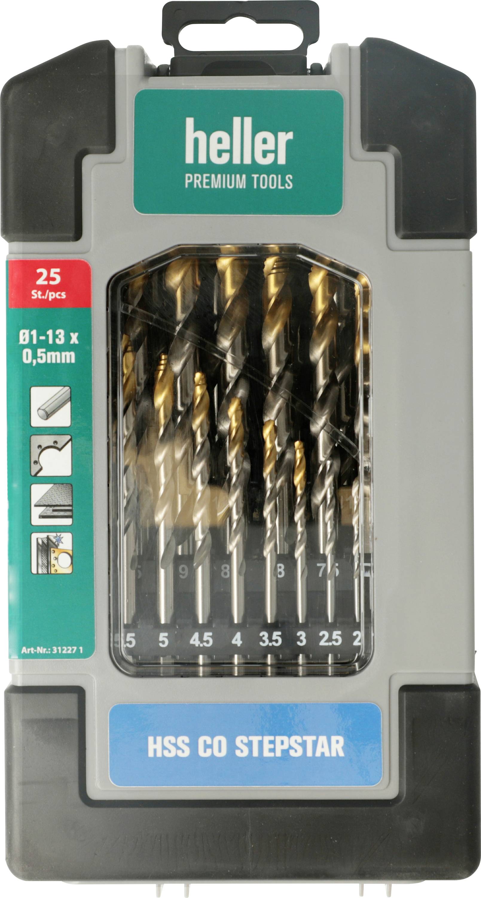 Heller 312271 Hss-Co Fém spirálfúró készlet DIN 338 1 készlet