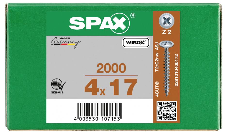 SPAX 0281010400172 Hátfal csavarok 4 mm 17 mm Kereszthornyú Pozidriv Acél 2000 db-7