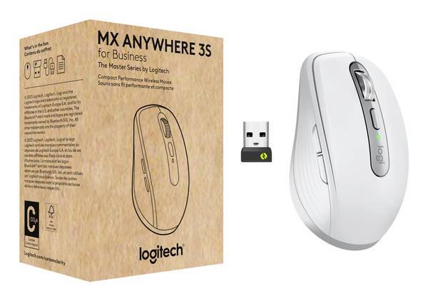 Logitech MX Anywhere 3S  WLAN egér Bluetooth™   Lézer Fehér 6 Gombok 8000 dpi
