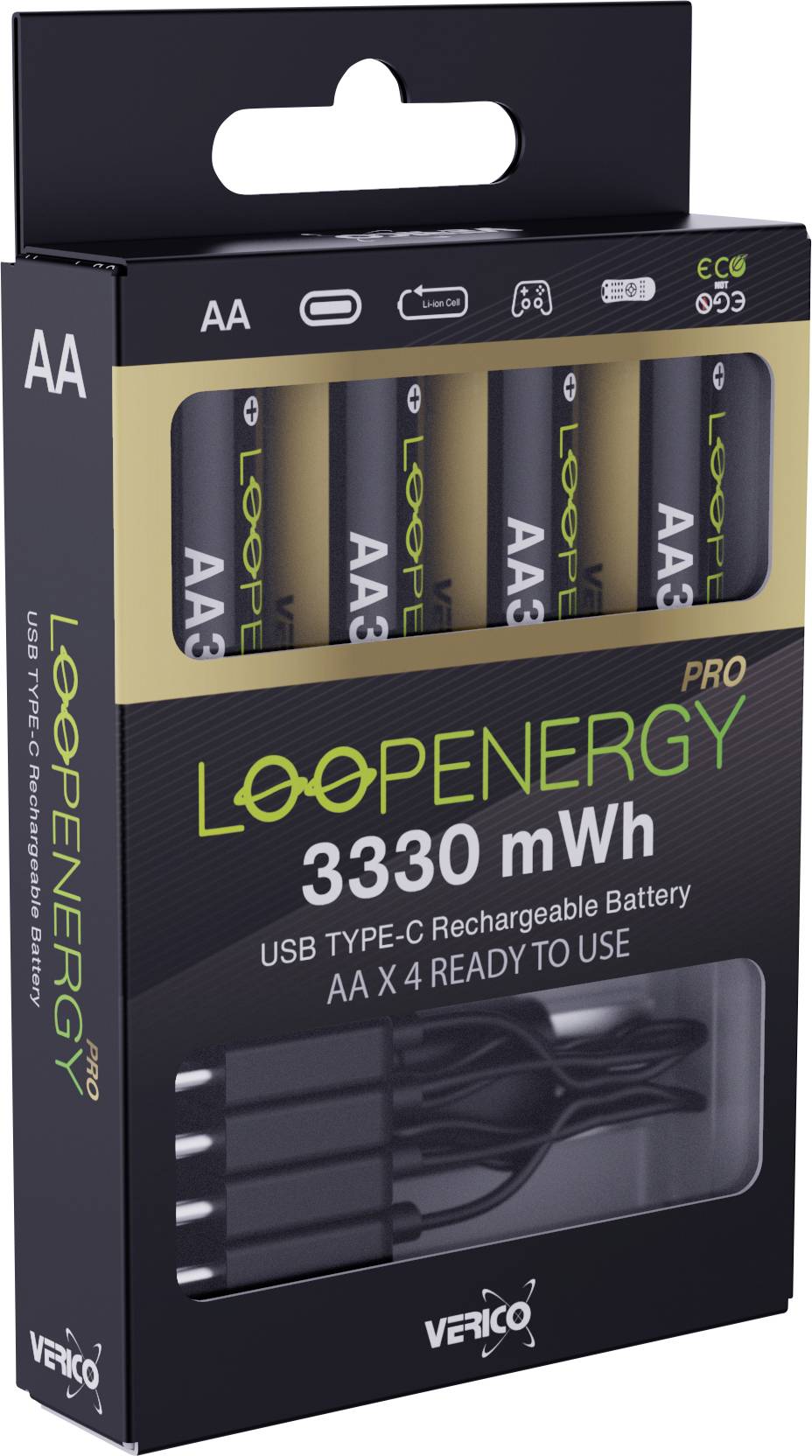 Verico LoopEnergy Pro AA3330 USB-C® akku Lítiumion 2220 mAh 1.5 V 4 db