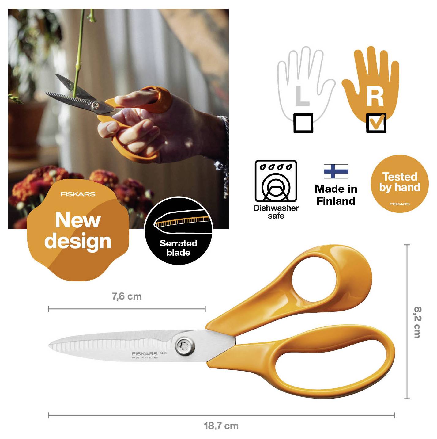 Fiskars 1075052 Kerti olló 180 mm