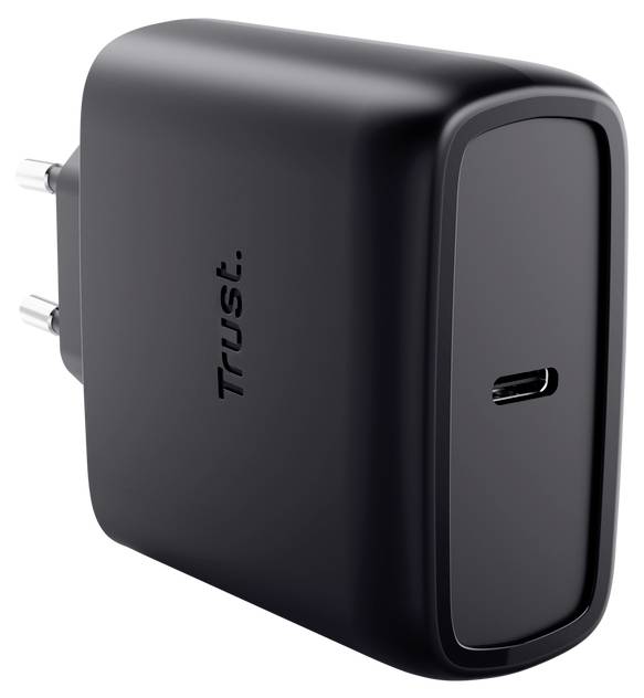 Black Trust falkonnektor töltőfali adapter két-pin dugóval és USB-C porttal