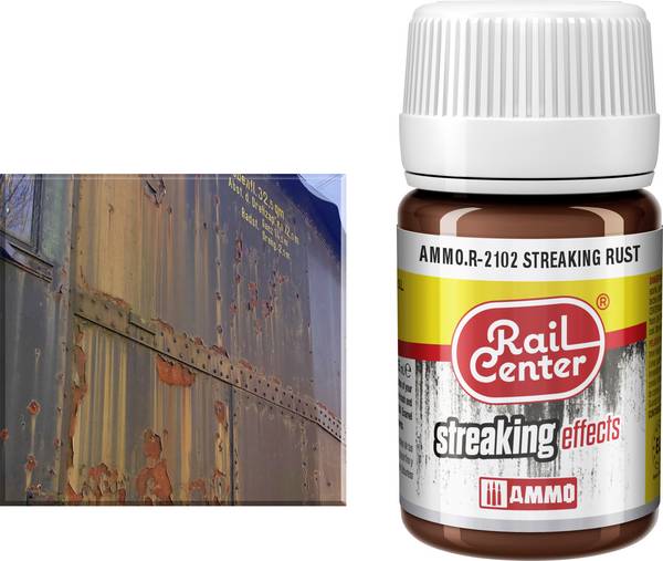 <br>  Rail Center<br>  AMMO.R-2102<br>  Modellvasút textúra festék<br>  Rozsdacsíkos<br>  <br>  35 ml<br>