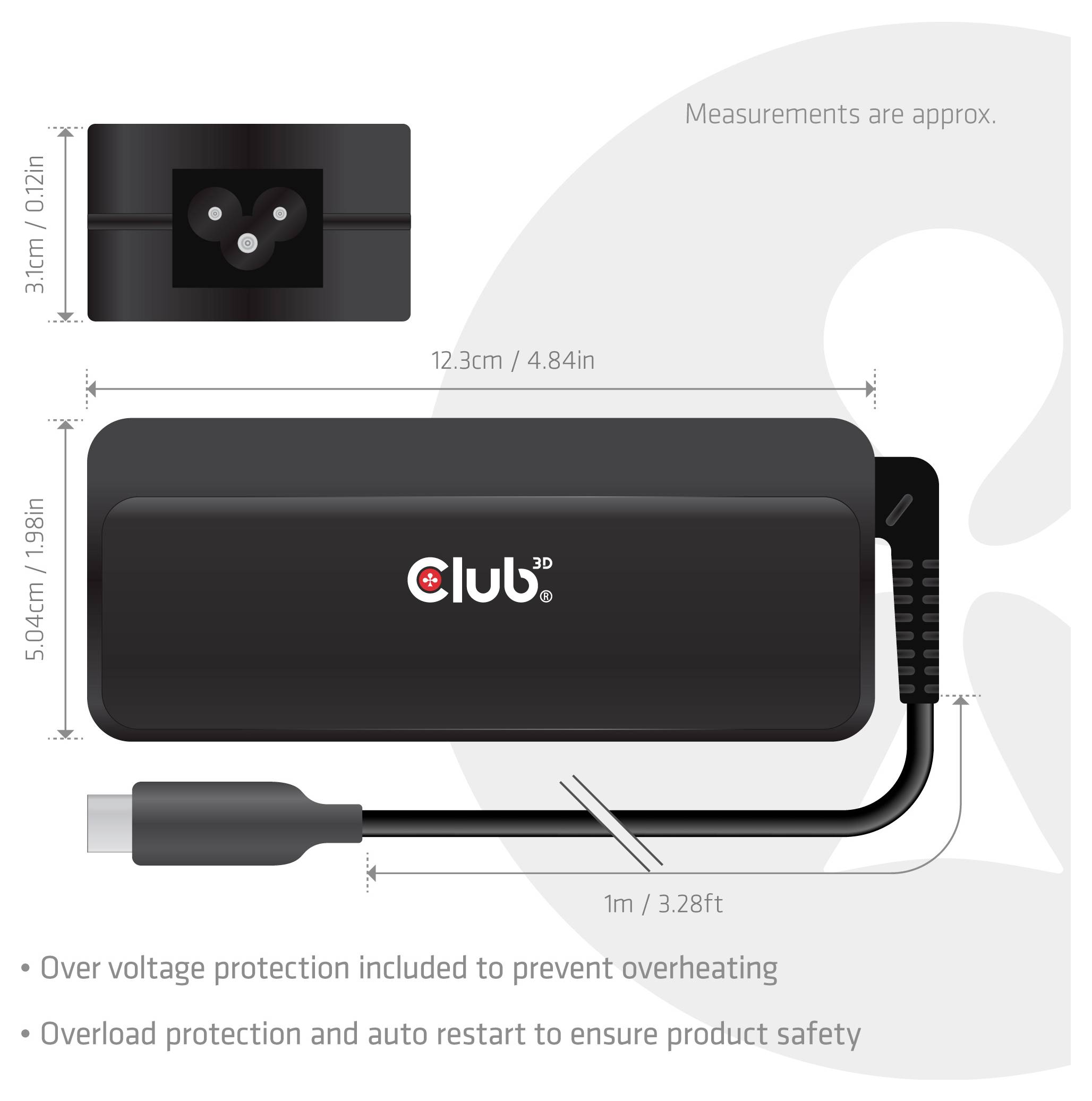 club3D Notebook tápegység 140 W 5 A GaN-2