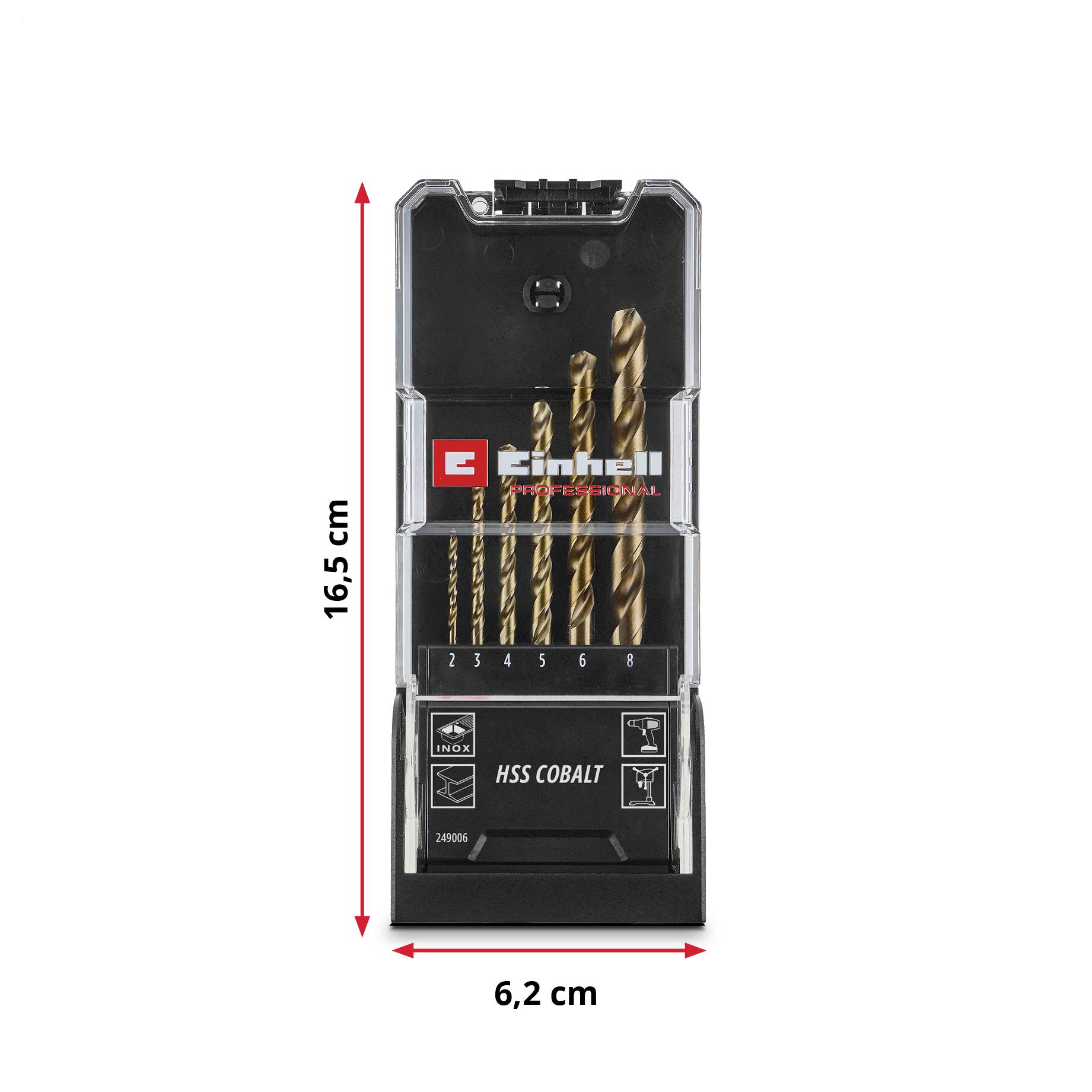 Einhell 249006 Hss-Co Fém spirálfúró készlet 2 mm, 3 mm, 4 mm, 5 mm, 6 mm, 8 mm 1 készlet-12