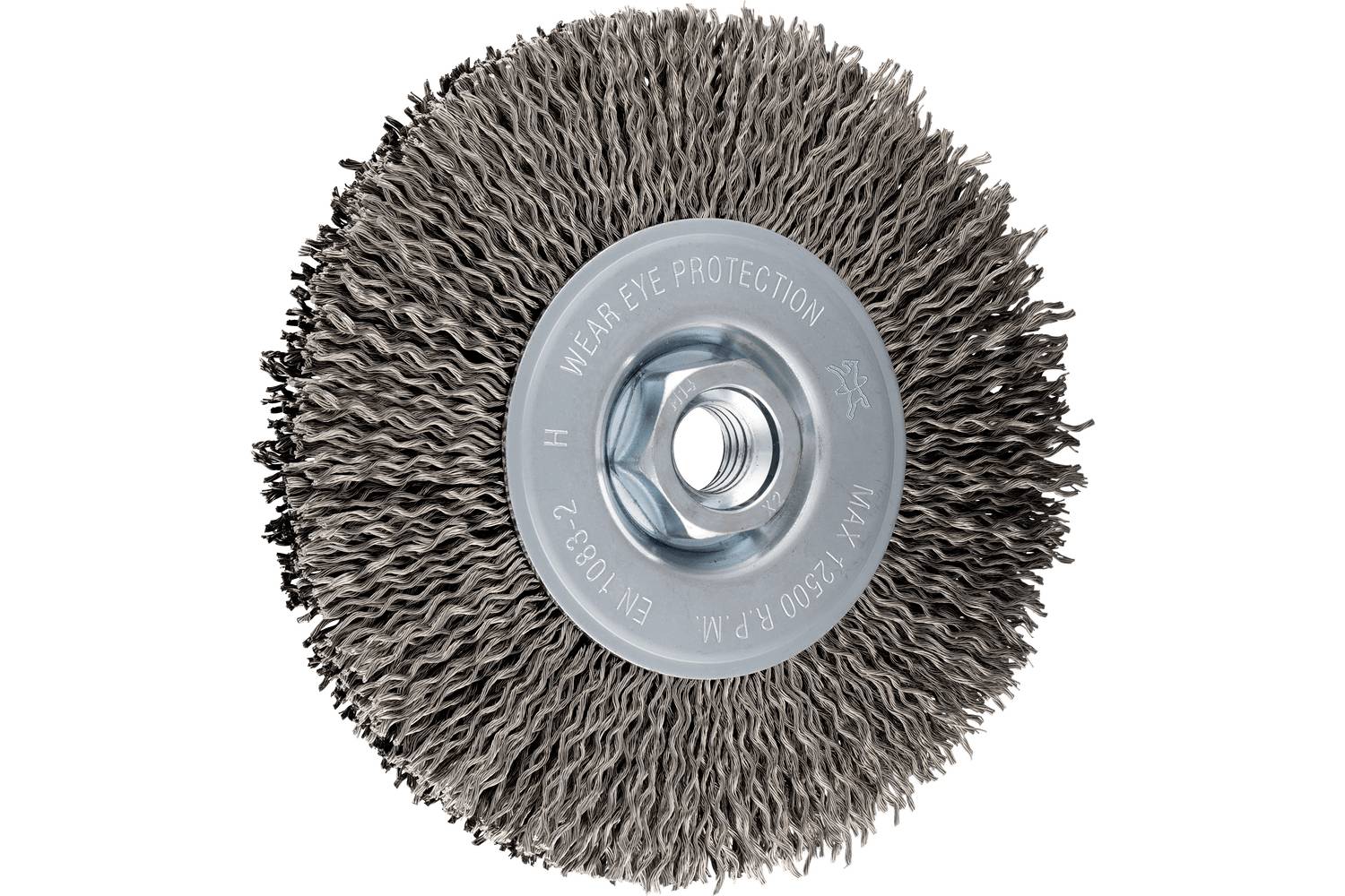 PFERD TOOLS PFERD SZERSZÁMOK Kerek kefe, fonás nélküli, RBU Ø 125x15 mm M14 rozsdamentes acél sodrott drót Ø 0,25 mm sarokcsiszolóhoz POS RBU 12515/M14 LIT