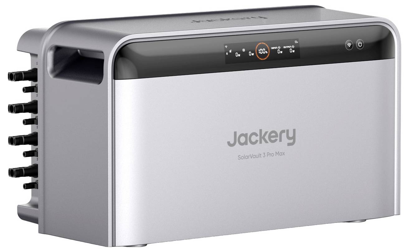 Jackery SolarSaga 3 Plus Max hordozható energiaállomás több AC aljzattal és első kijelzőpanellel