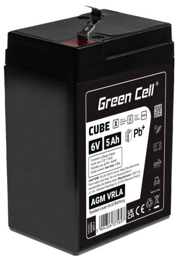 Ólomakku Green Cell GC-AGM6V5AH-J Ólom-vlies (AGM) 5 Ah 6 V 1 db