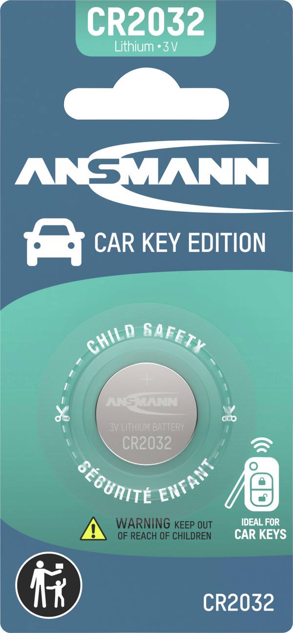 Ansmann Gombelem CR 2032  1 db  Lítiumion CR2032 - Car key Lithium Knopfzelle 1er Blister