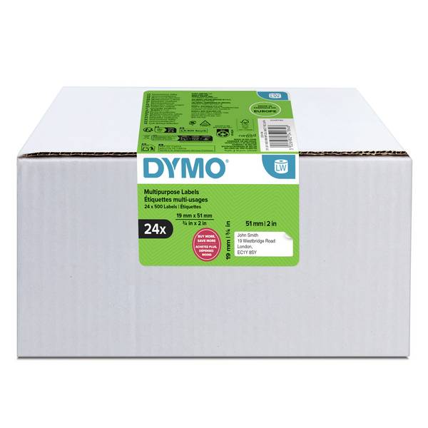 DYMO Etikett tekercs 19 x 51 mm Termodirekt papír Fehér 24 tekercs Leoldható 2234184 Többfunkciós címkék