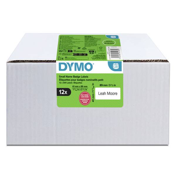DYMO Etikett tekercs 89 x 41 mm Termodirekt papír Fehér 12 tekercs Leoldható 2234183 Névtábla etikett