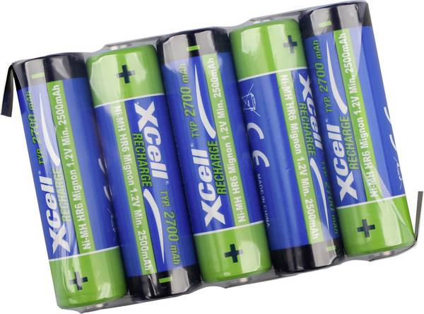 XCell  Akkucsomag Cellaszám: 5 Elem- és akkuméret: Ceruza (AA)  NiMH 6.0 V 2700