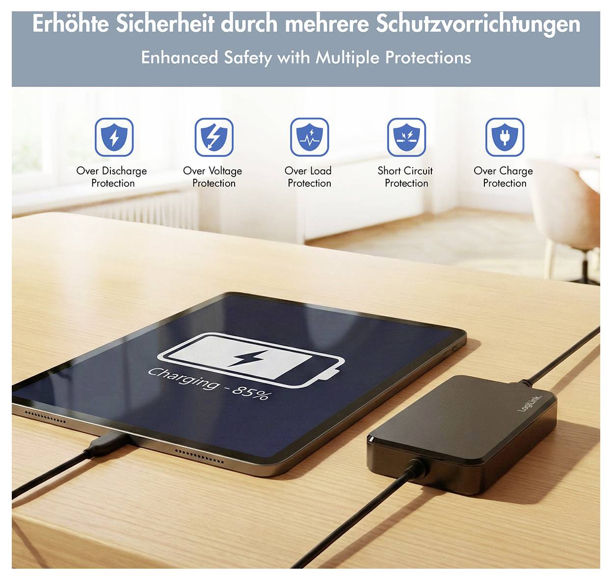 LogiLink PA0413 Notebook tápegység 20 V 3.25 A USB Power Delivery (USB-PD)-6