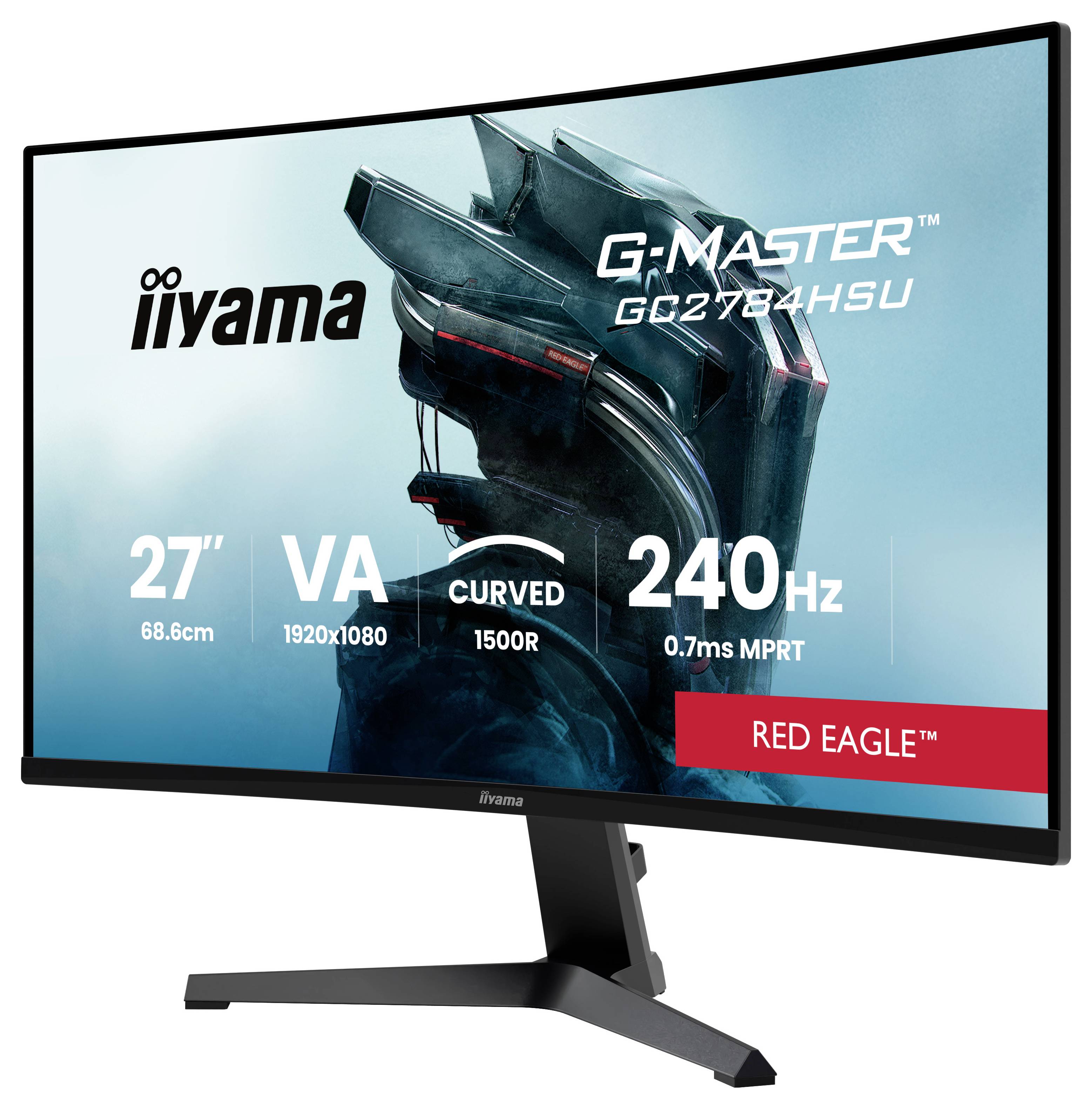 # iiyama G-MASTER GC2784HSU<br><br>**27 hüvelykes ívelt VA kijelző**<br><br>Felbontás: 1920x1080<br><br>Frissítési frekvencia: 240Hz<br><br>Red Eagle márkajelzéssel