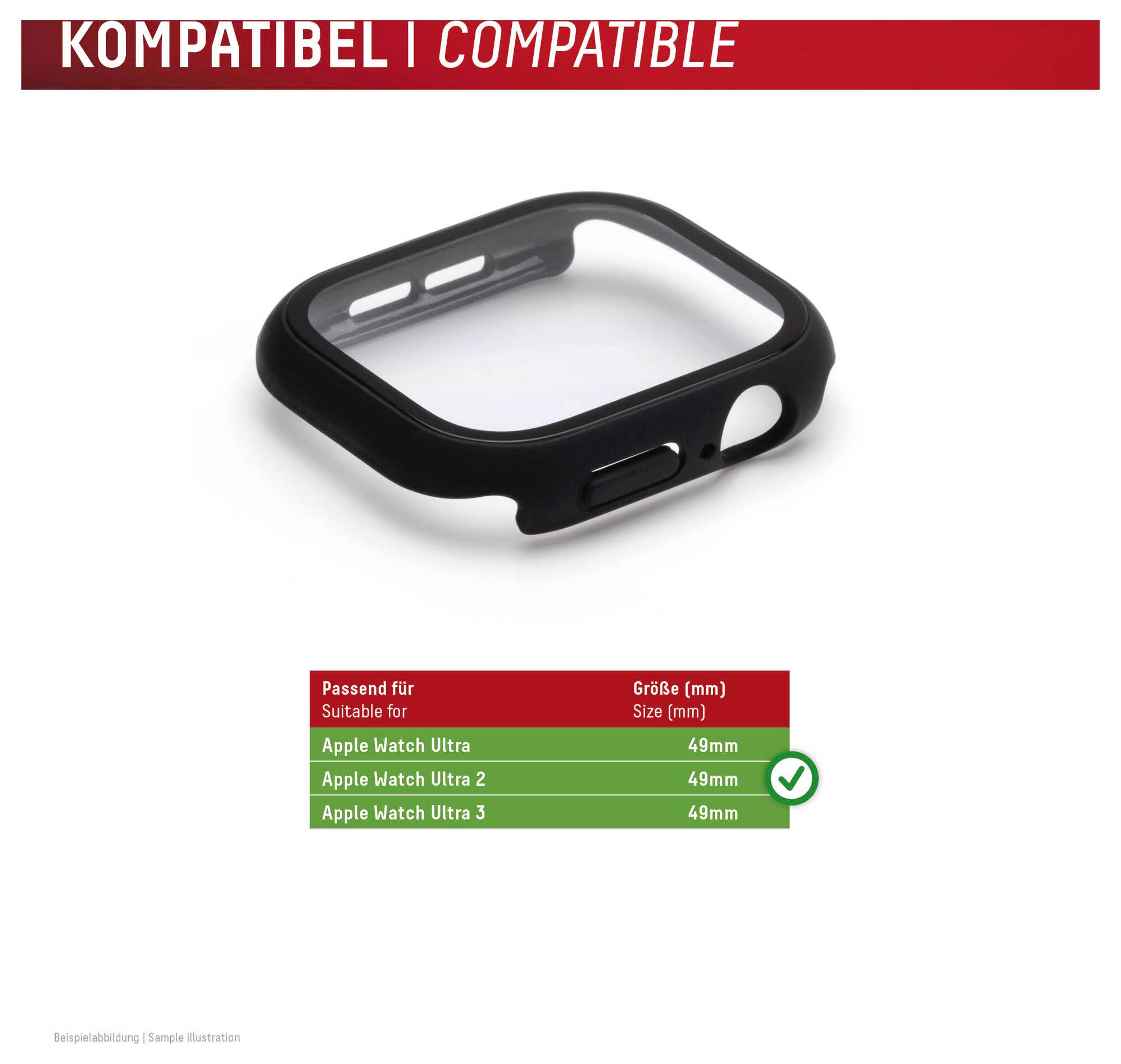 Fekete Apple Watch tok, amely kompatibilisnek jelenik az Apple Watch Ultra, Ultra 2 és Ultra 3 modellekkel; a méret 49 mm-ként van megadva.