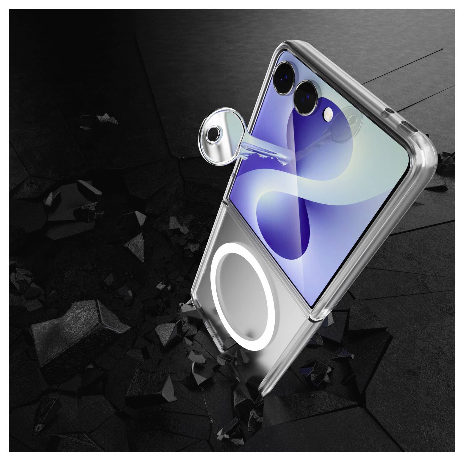 4Smarts 360° Protection Set Tok + védőüveg készlet Samsung Galaxy Z Flip8 Átlátszó Induktív töltés 541872-4