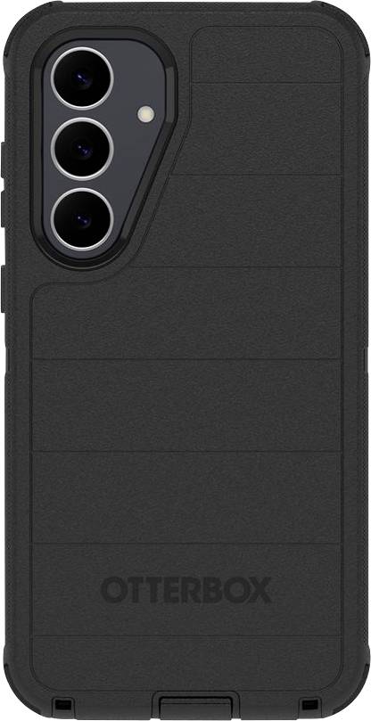Fekete OtterBox telefontok hármas hátsó kameranyílással és textúrázott védőháttal.