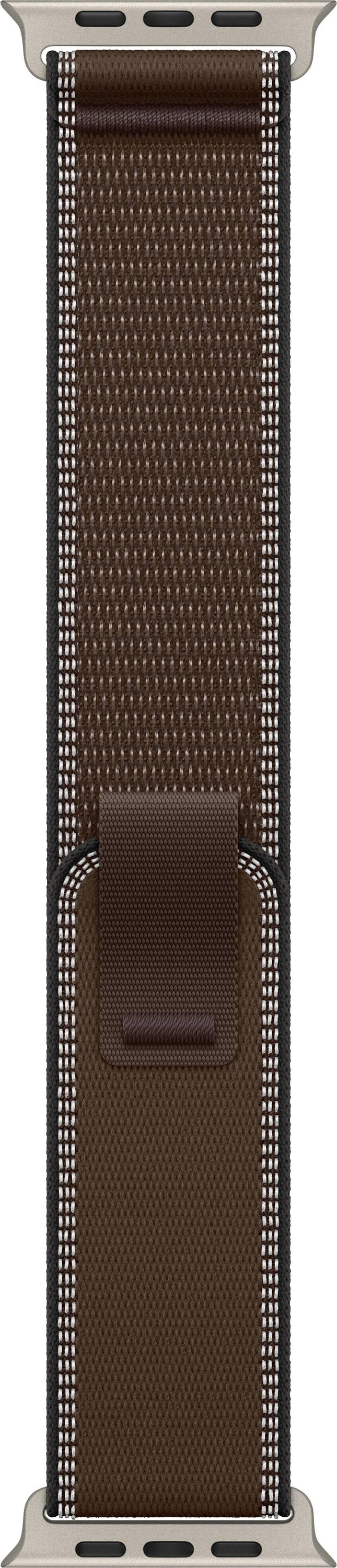 Barna állítható szőtt órapánt, bézs fém végdarabokkal és csatpánttal az alján.