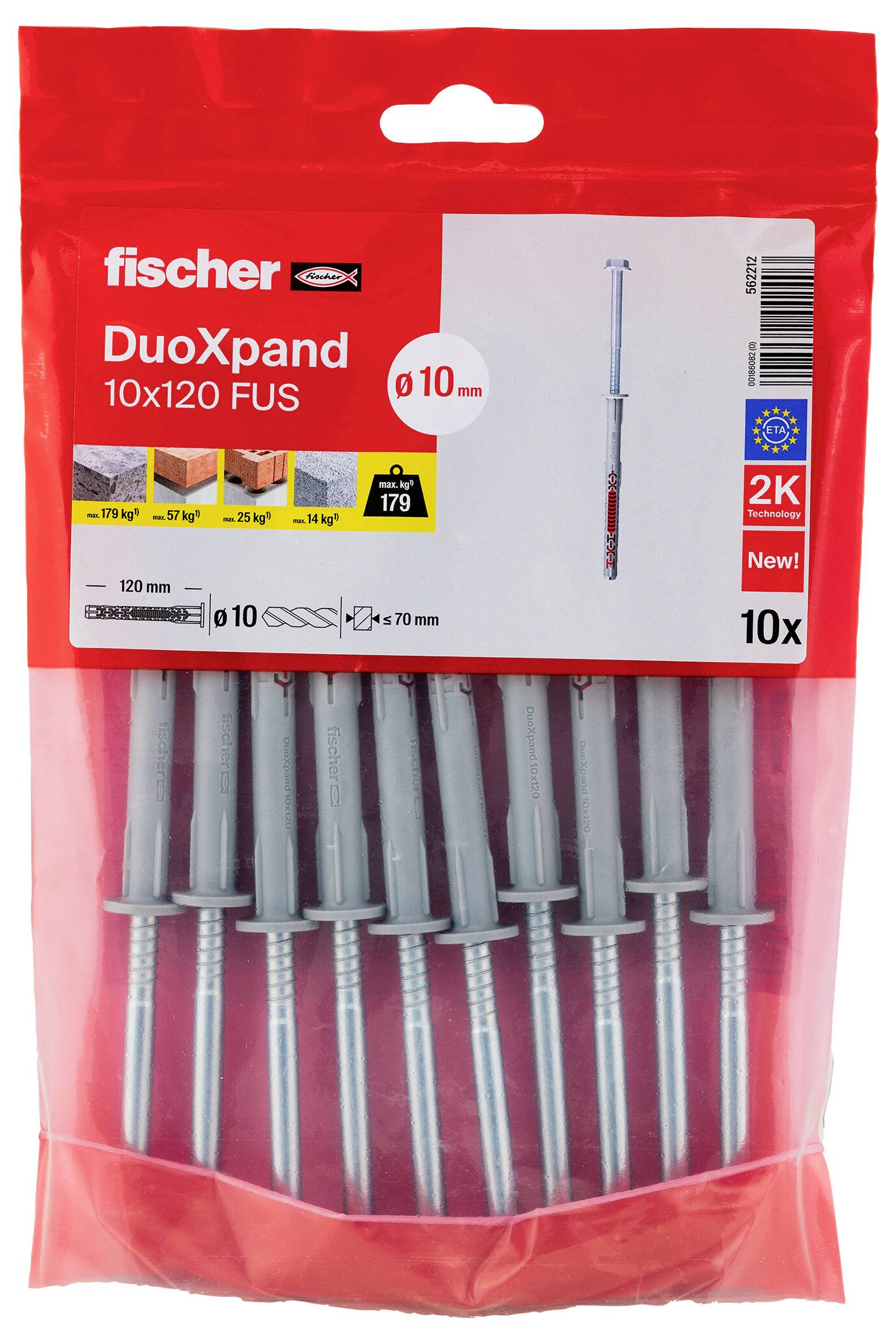 Fischer DuoXpand 10x120 FUS rögzítőhörnyek csomagja, 10 darabos, 10 mm-es furatokhoz és nagy terhelésekhez