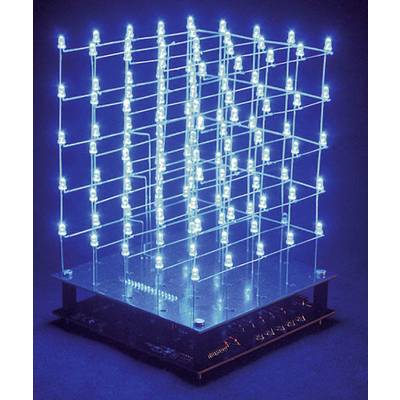 LED-es 3D-s kék fénykocka építőkészlet 9V Velleman K8018B