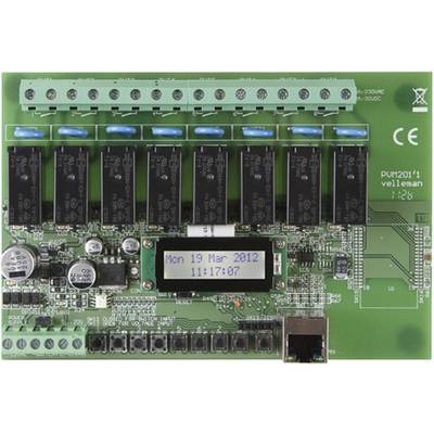 Velleman Ethernet relékártya VM201 Modul 12 V/AC Kimeneti feszültség 8 db relé érintkező, 12 A/30 V/DC vagy 16 A/230 V/A