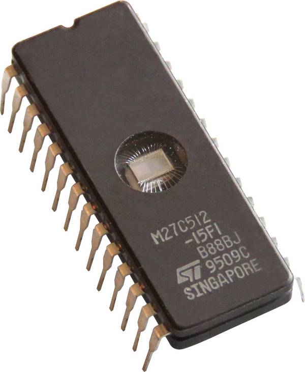 STMicroelectronics M27C512-DIP28W Tároló IC CDIP-28 EPROM 512 kbit 64 K x 8