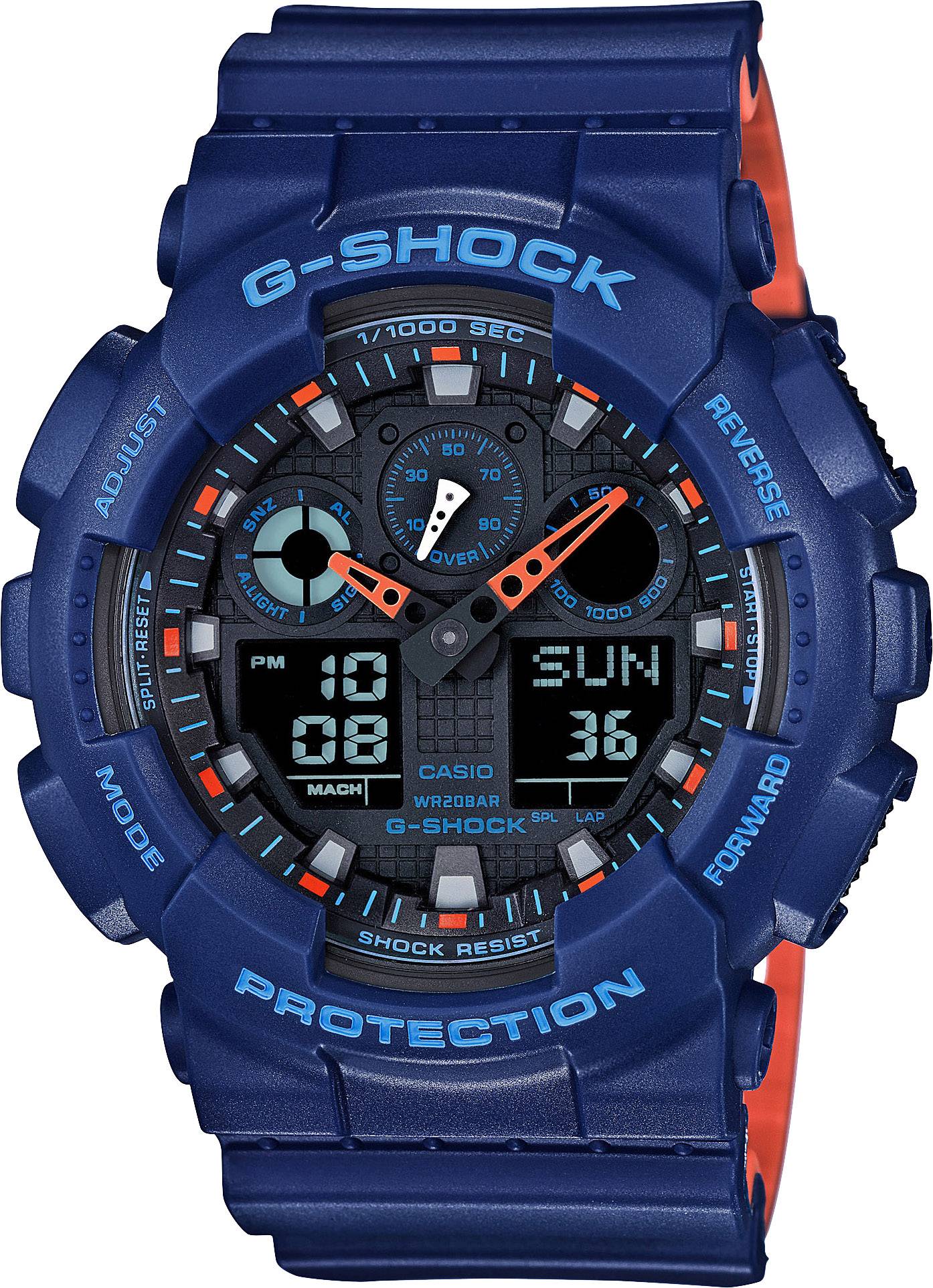 Casio Karóra GA-100L-2AER (Sz x Ma) 51.20 mm x 55 mm Kék Ház anyaga=Műgyanta Anyag (karpánt)=Műgyanta