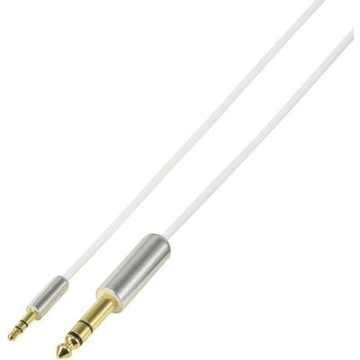 Jack audio kábel, 1x 3,5 mm jack dugó - 1x 6,35 mm jack dugó, 5 m, fehér, SuperSoft, SpeaKa Professional 1000559