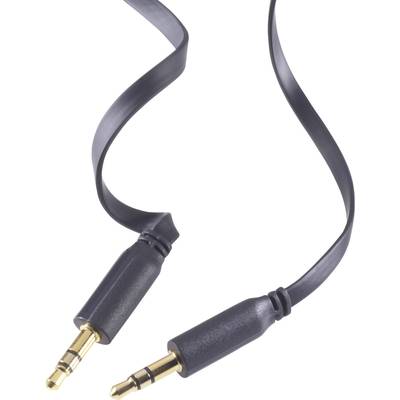 Jack audio kábel, 1x 3,5 mm jack dugó - 1x 3,5 mm jack dugó, 2 m, fekete, lapos, SpeaKa Professional 1000568