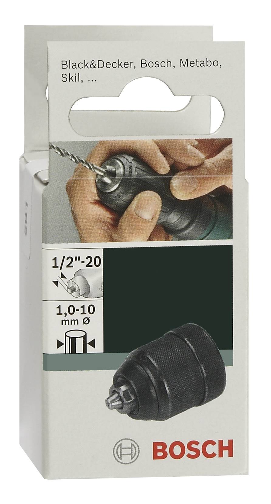 Kulcs nélküli fúrótokmány 10 mm-ig D= 1,0 - 10 mm  A= 1/2&quot  - 20 Bosch Accessories 2609255703