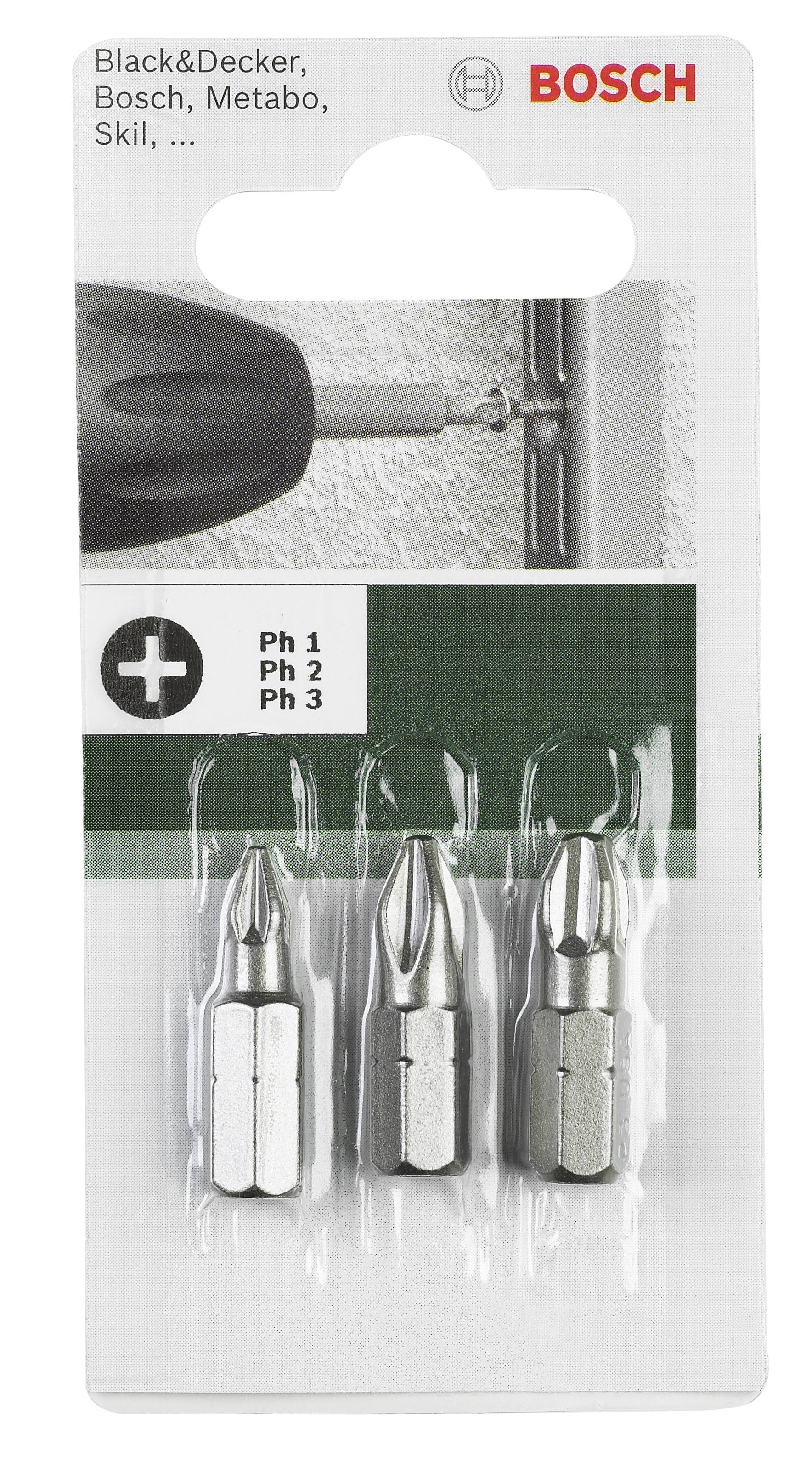 Bosch 3 részes Csavarozó bit készlet Standard (PH) 2609255964 hossz 25 mm