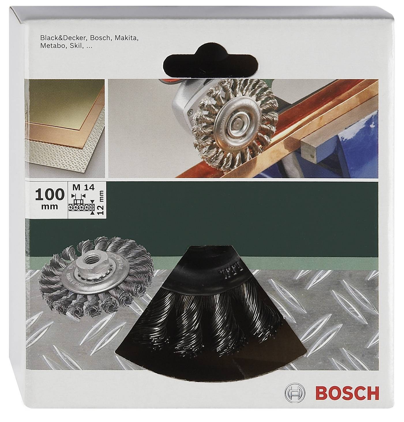 Bosch Accessories Tárcsakefe sarok- és egyenes csiszolókhoz - csomózott huzal, rozsdamentes, 100 mm D = 100 mm 2609256509 1 db