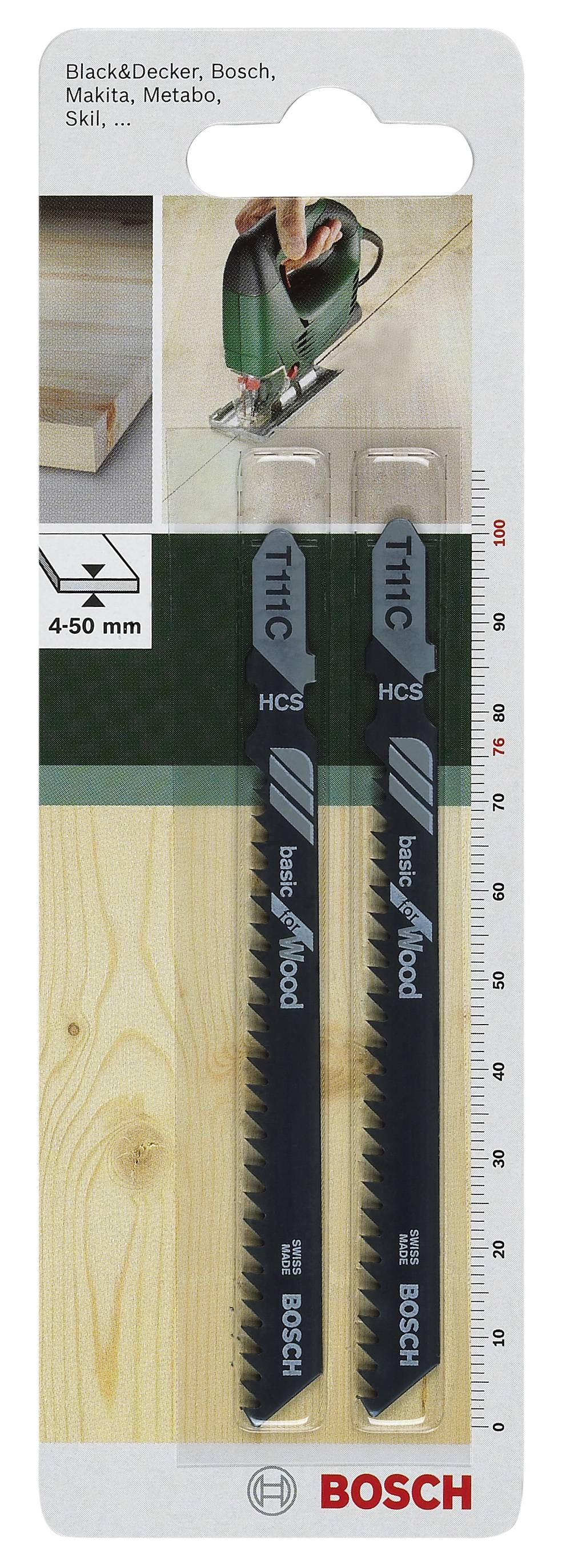 Bosch Accessories 2609256716 Homorítófűrészlap HCS, T 111 C Basic fához 2 db