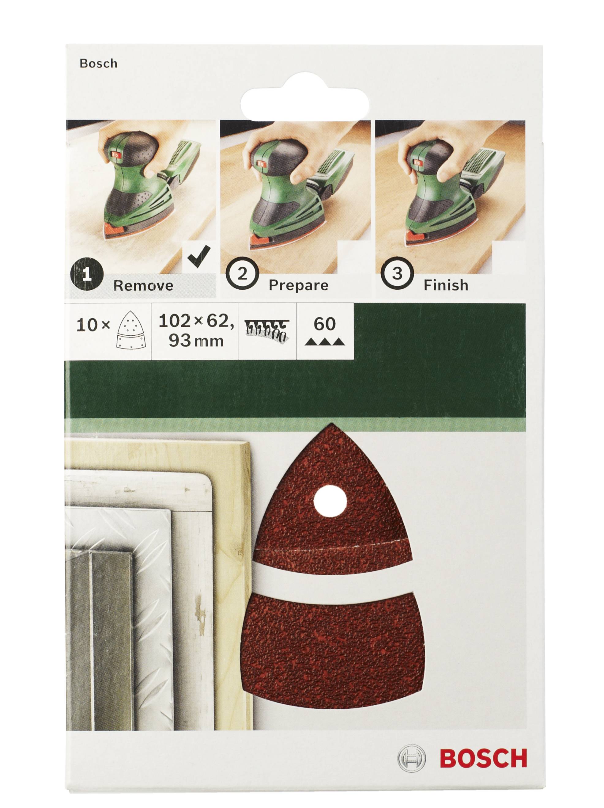 Bosch Accessories 2609256A64 Multi csiszolópapír Tépőzárral, Lyukas Szemcsézet 120 (H x Sz) 102 mm x 62.93 mm 10 db