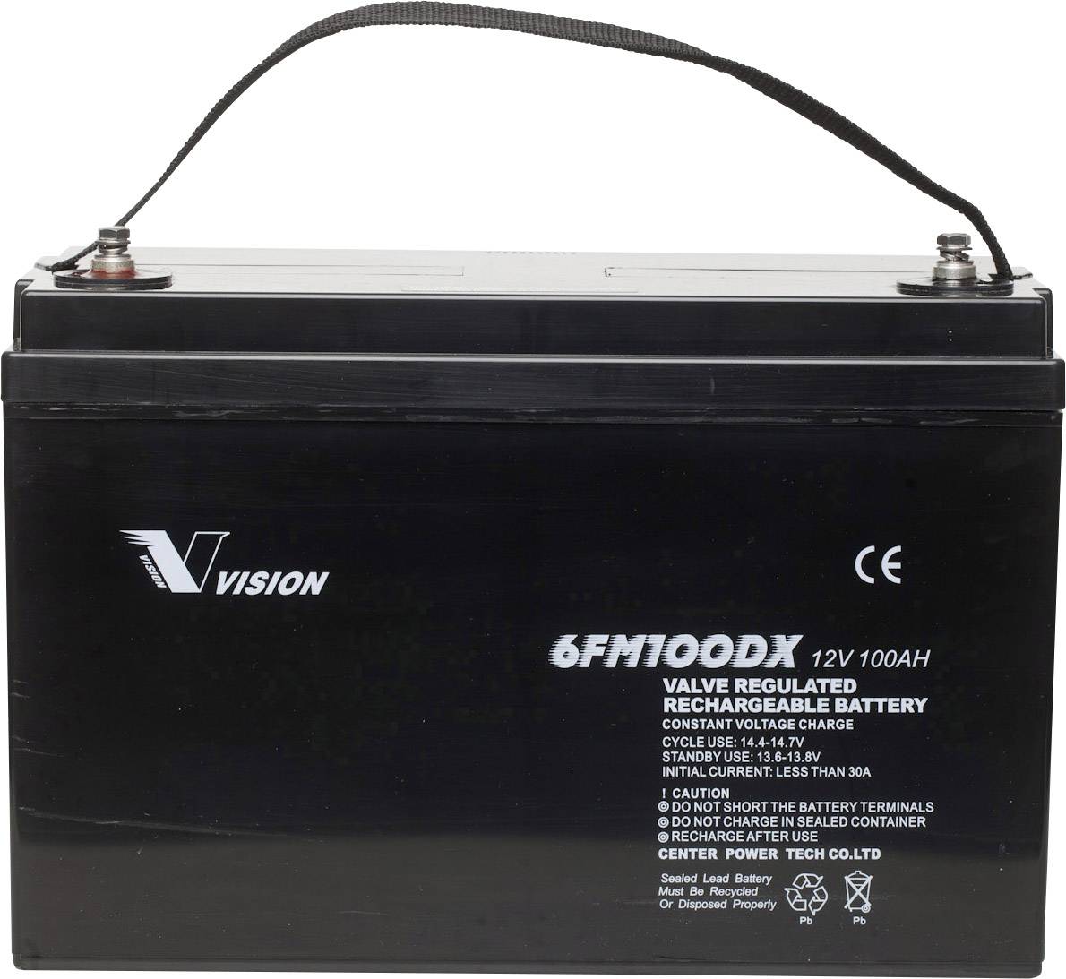 Szolárakku, zselés ólomakku 12V 100Ah M6, 330 x 215 x 171 mm, Vision 6FM100DX