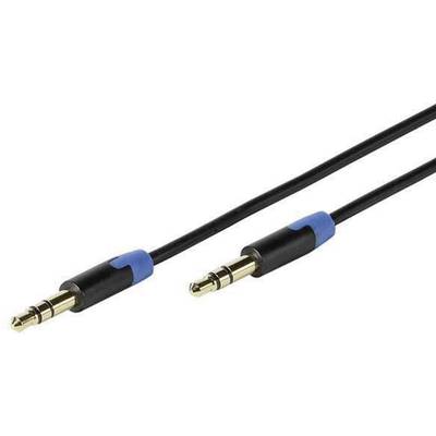 Jack audio kábel, 1x 3,5 mm jack dugó - 1x 3,5 mm jack dugó, 1,2 m, aranyozott, fekete, Vivanco 1010221