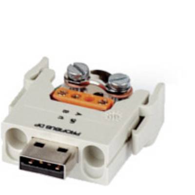 Egy USB-modul csatlakozóblokkokkal, amelyet egyszerű elektronikai csatlakozások és prototípuskészítés során használnak kísérletek során.