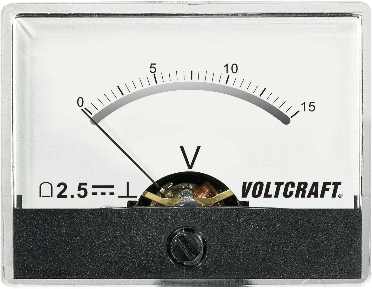 Beépíthető analóg lengőtekercses feszültségmérő műszer 15V/DC Voltcraft AM-60x46