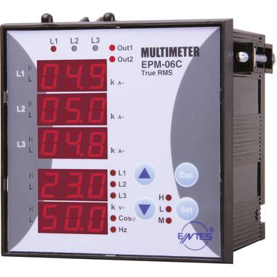 Programozható 3 fázisú beépíthető AC multiméter, feszültség, áram, frekvencia, üzemóra, ENTES EPM-06C-96