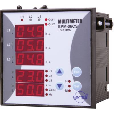 Programozható 3 fázisú beépíthető AC multiméter, feszültség, áram, frekvencia, üzemóra, ENTES EPM-06CS-96