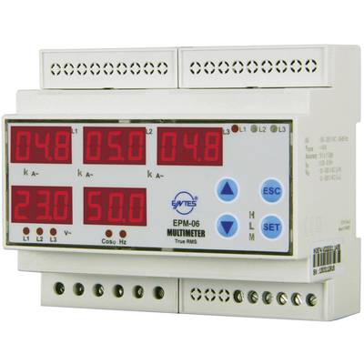 Programozható 3 fázisú DIN sínes AC multiméter, feszültség, áram, frekvencia, üzemóra, ENTES EPM-06CS-DIN