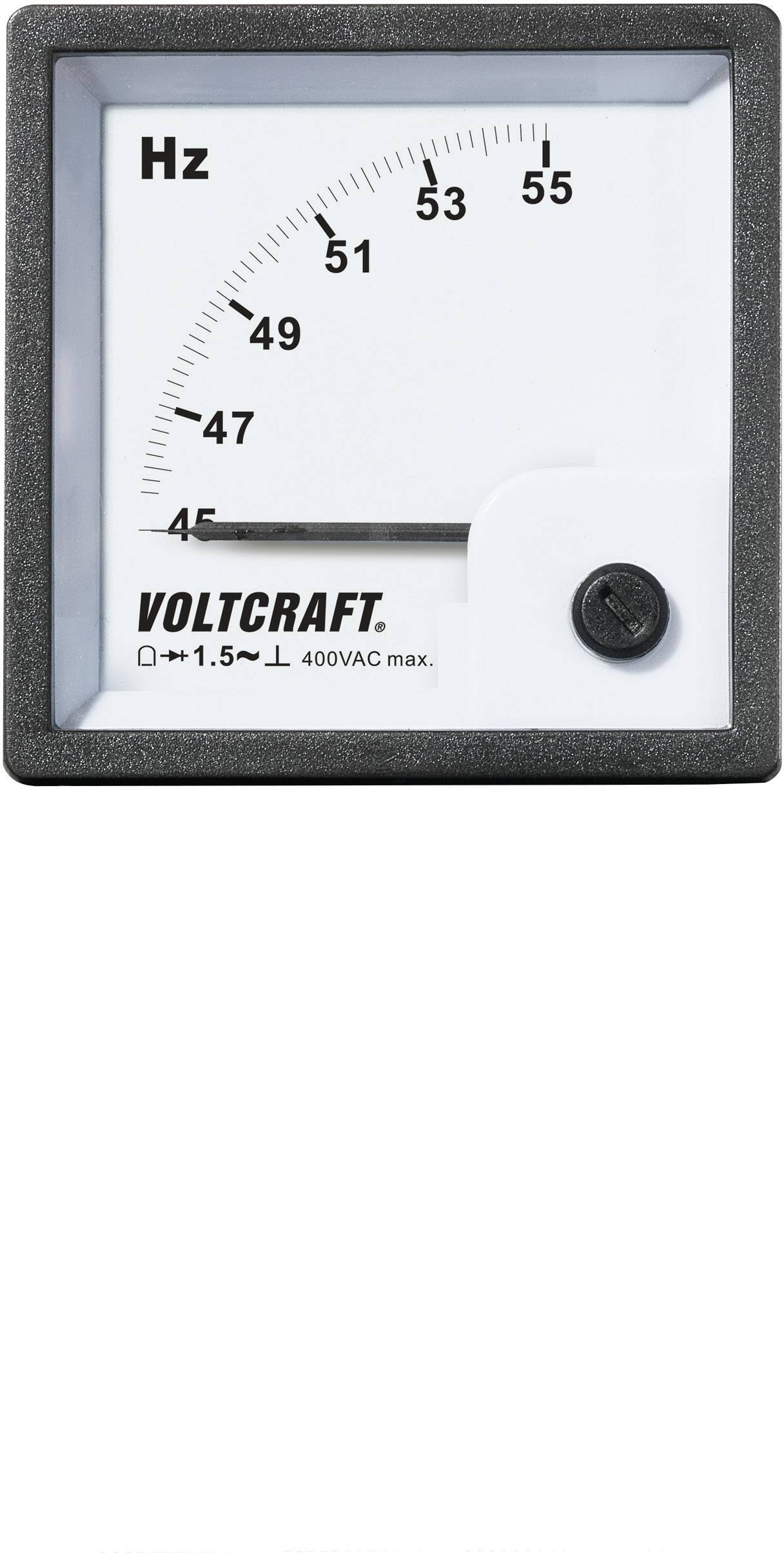 Analóg beépíthető lágyvasas táblaműszer, beépíthető frekvenciamérő műszer 50Hz Voltcraft AM 72x72