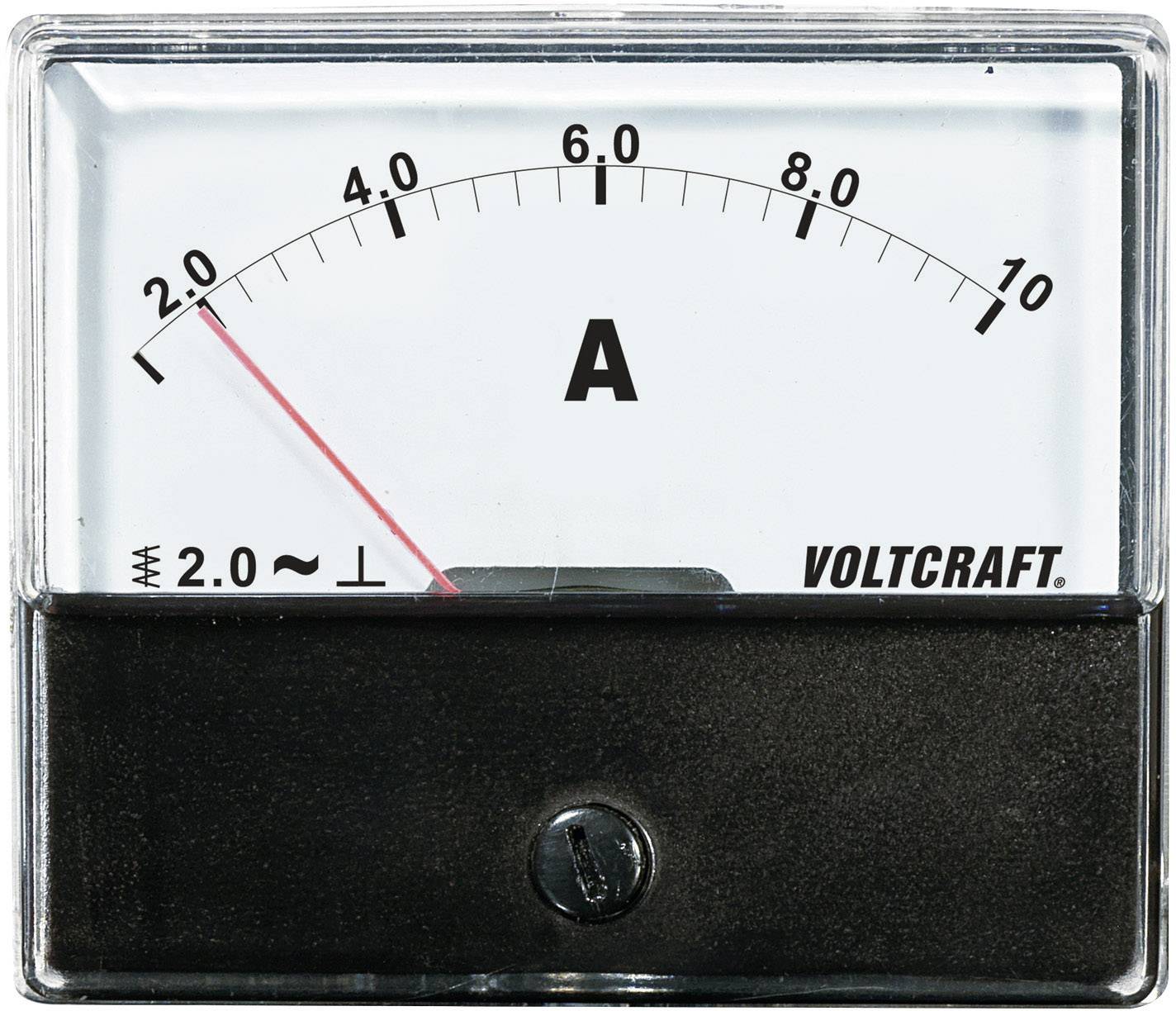 Analóg beépíthető lágyvasas táblaműszer, beépíthető árammérő műszer 10A Voltcraft AM 70x60