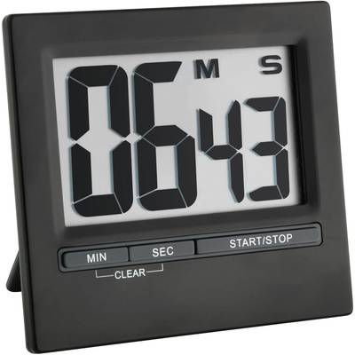 Digitális visszaszámláló óra, időzítő, nagy kijelzővel, 16x84x77 mm, fekete, TFA 38.2013.01