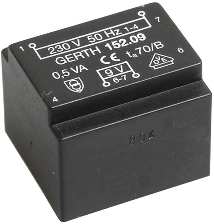 EE 20/10,5 Nyák transzformátor, 230 V / 2 x 9 V 27 mA 0,5 VA Gerth