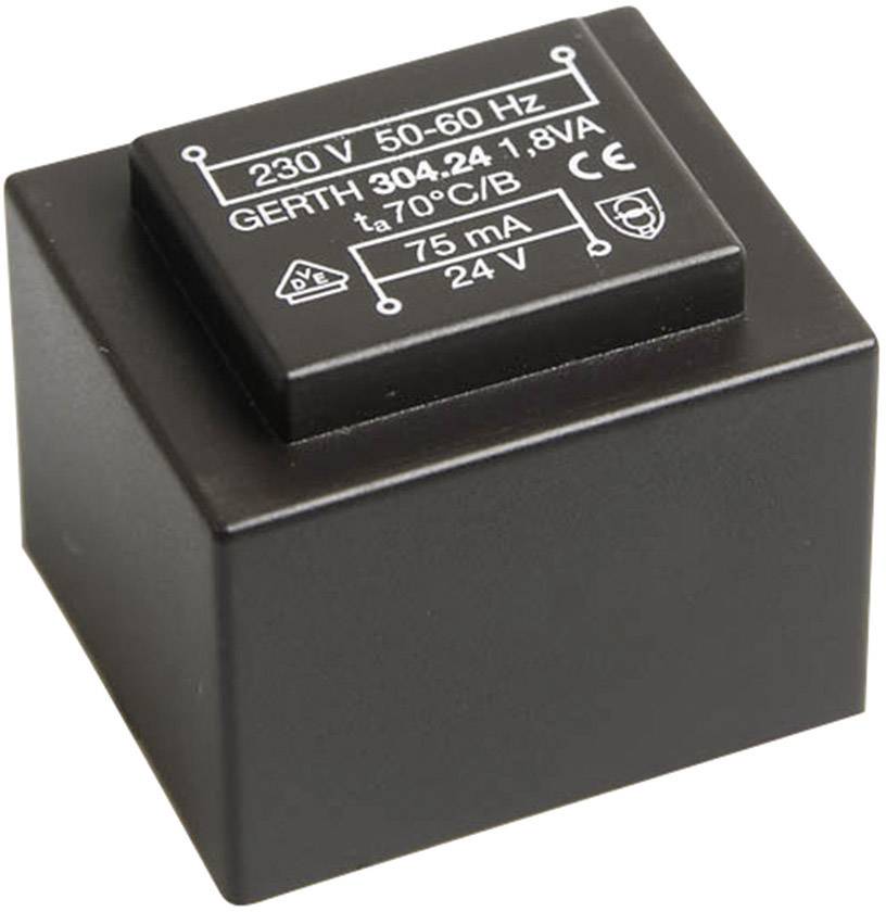 EI 30/15,5 Nyák transzformátor, 230 V / 2 x 24 V 37 mA 1,8 VA Gerth