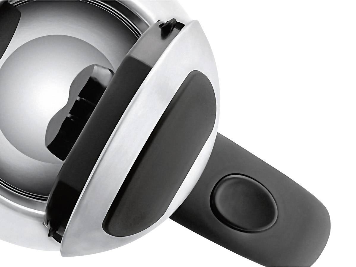 Egy modern konzervnyitó közeli felvétele, ergonomikus fogantyúval és éles pengékkel, monokróm színpalettán ábrázolva.