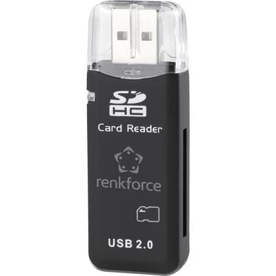 Külső memóriakártya olvasó, USB 2.0 Renkforce CR02e-K Fekete