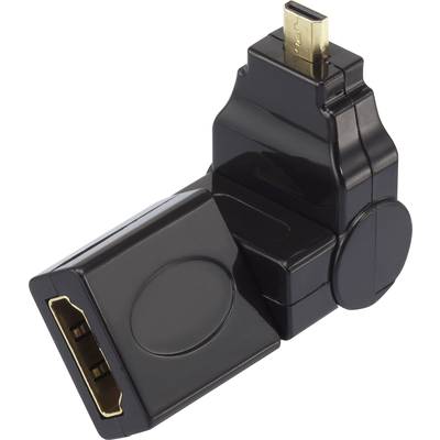 HDMI átalakító adapter, 1x micro HDMI D dugó - 1x HDMI aljzat, aranyozott, fekete, SpeaKa Professional